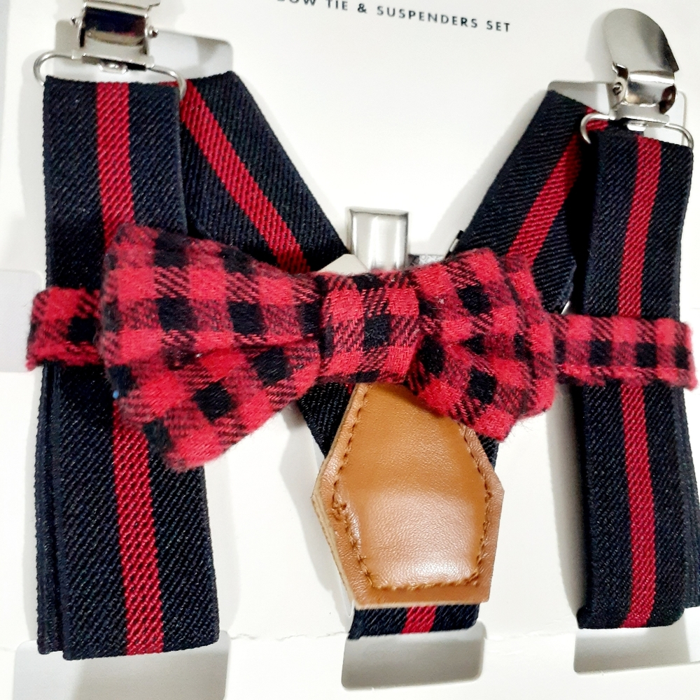 Cat & Jack Boys Toddler Suspenders and Bowtie Set Ages 3+ - Picture 3 of 5